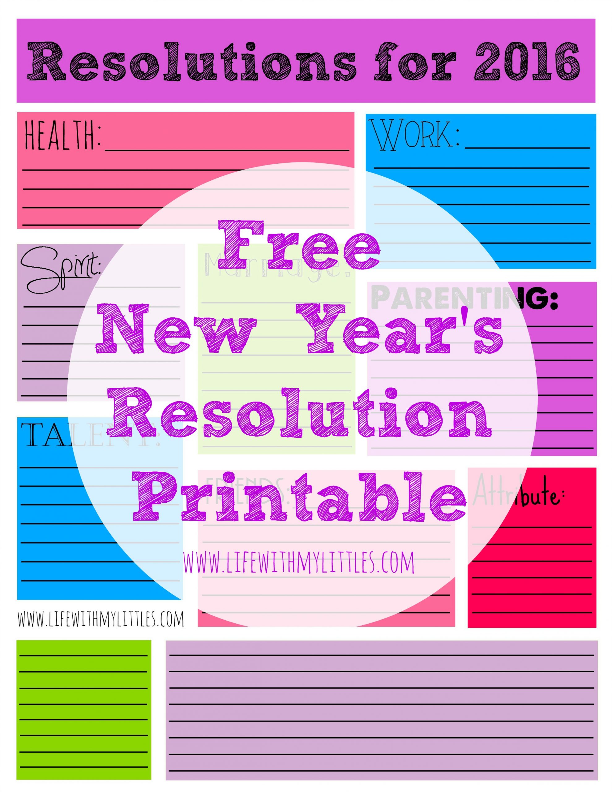 New Year's Resolution Printable for 2016