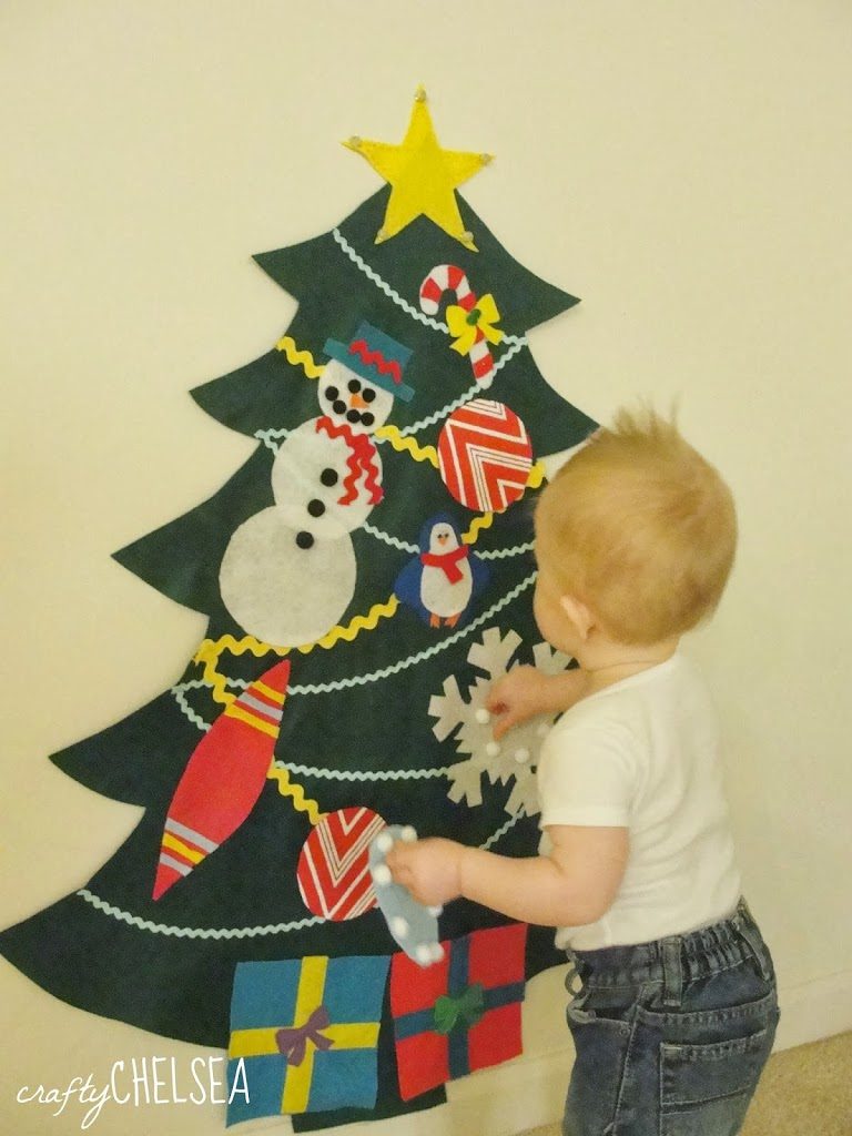 The best way to make a felt Christmas tree for your little ones! Get in a group and all make multiples of an ornament. Then swap!