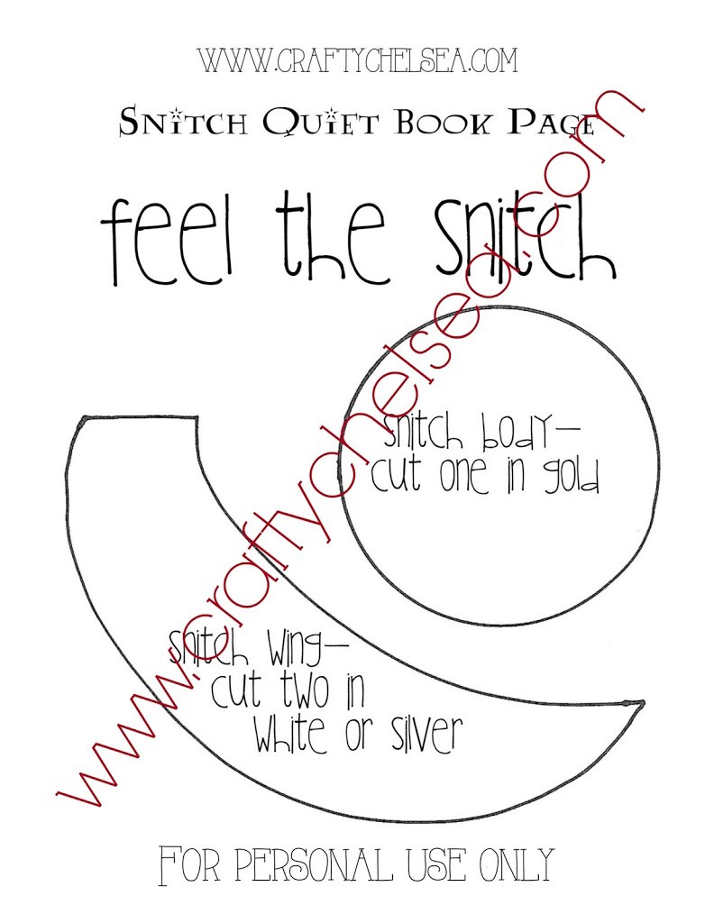 "Feel the Snitch" Quiet Book Page: free pattern download so you can make the perfect Harry Potter page for your quiet book!