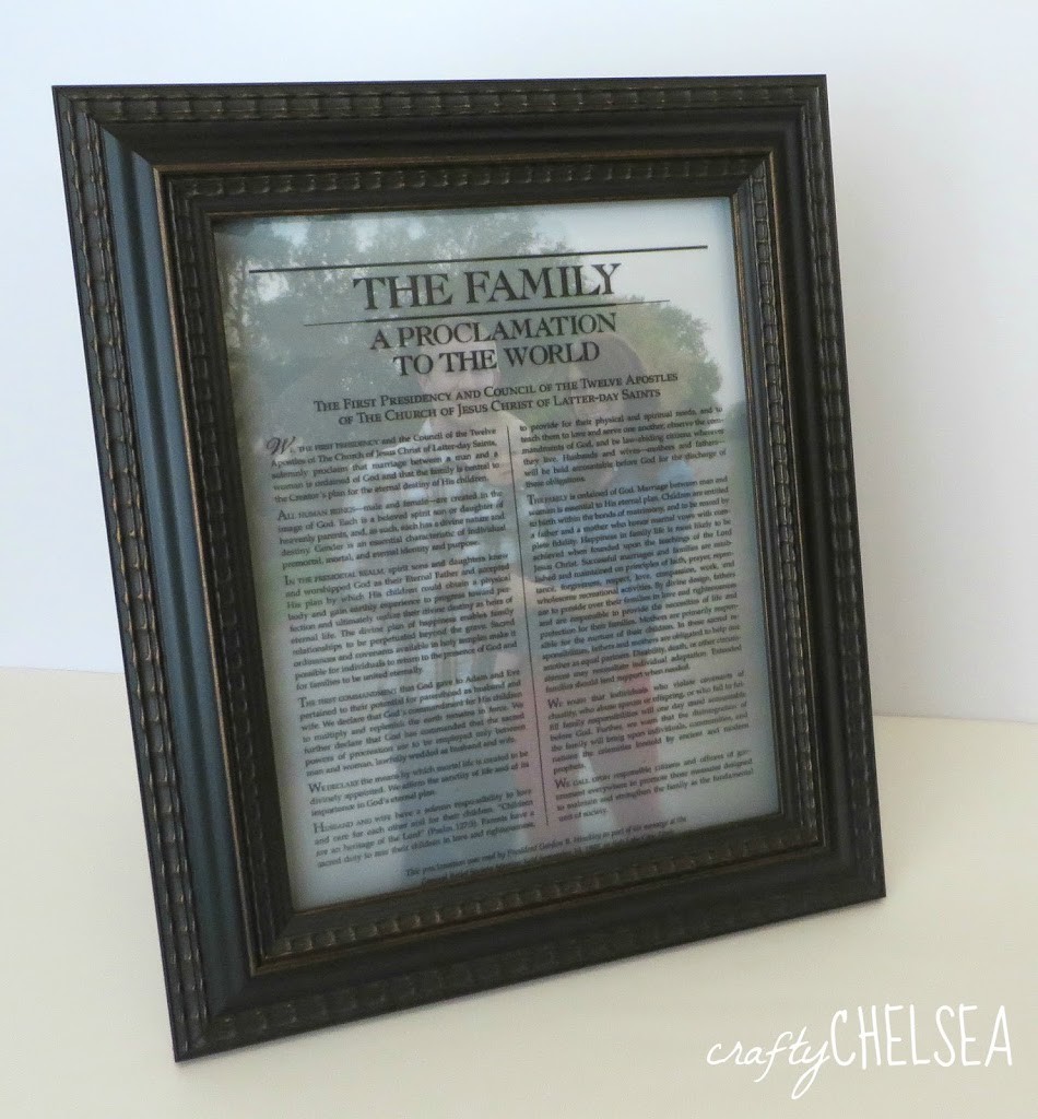 Easy DIY Family Proclamation Picture: a super fast beautiful project that costs less than $4! Perfect for wedding and anniversary presents!