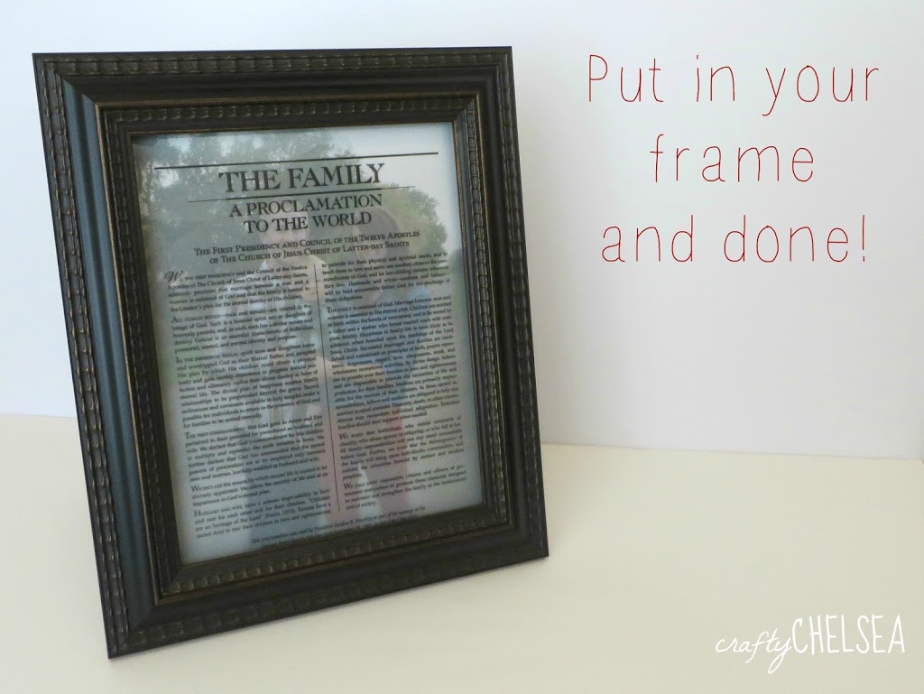 Easy DIY Family Proclamation Picture: a super fast beautiful project that costs less than $4! Perfect for wedding and anniversary presents!