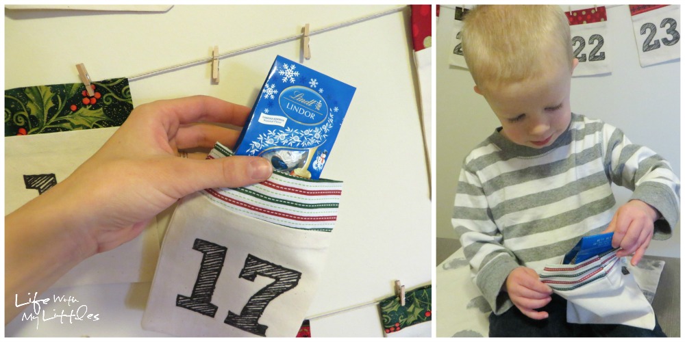 DIY Advent Calendar Garland: Simple fabric pockets make up this cute and easy Christmas advent calendar! DIY Advent Calendar Garland: Simple fabric pockets make up this cute and easy Christmas advent calendar!