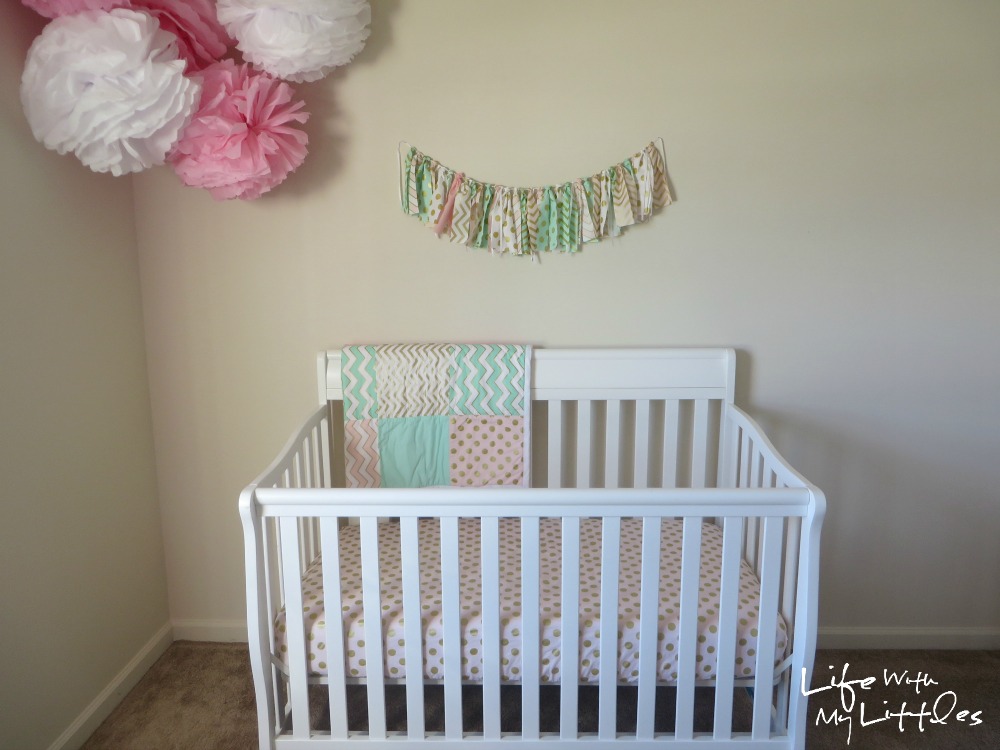 DIY Gold, Mint, and Pink Nursery: A simple, cheap baby girl nursery using a cute color scheme and lots of DIY projects!