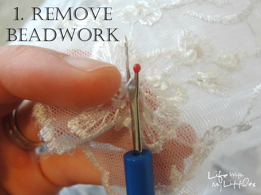 Here's another way to repurpose your wedding dress: make a bracelet with the beads for your daughter! Here's another way to repurpose your wedding dress: make a bracelet with the beads for your daughter!