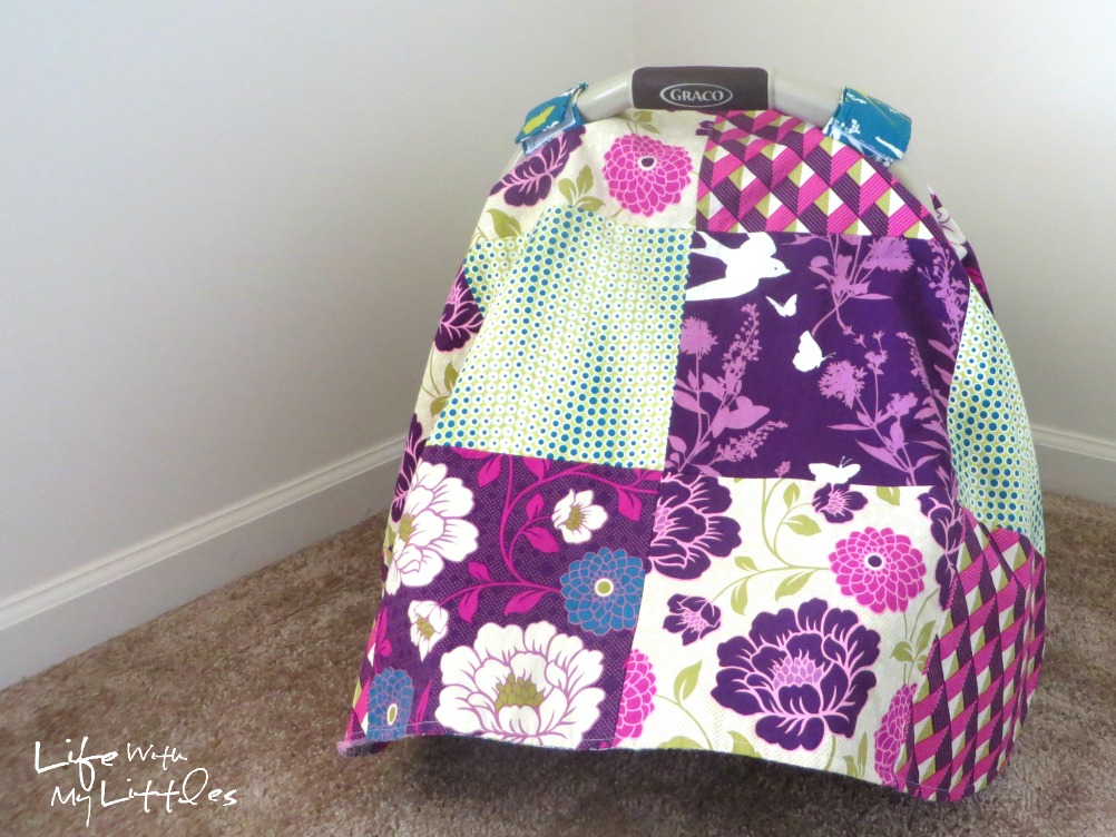 Quilted Car Seat Cover Tutorial: An easy-to-follow tutorial to sew your own car seat cover using multiple fabrics! Perfect for baby!