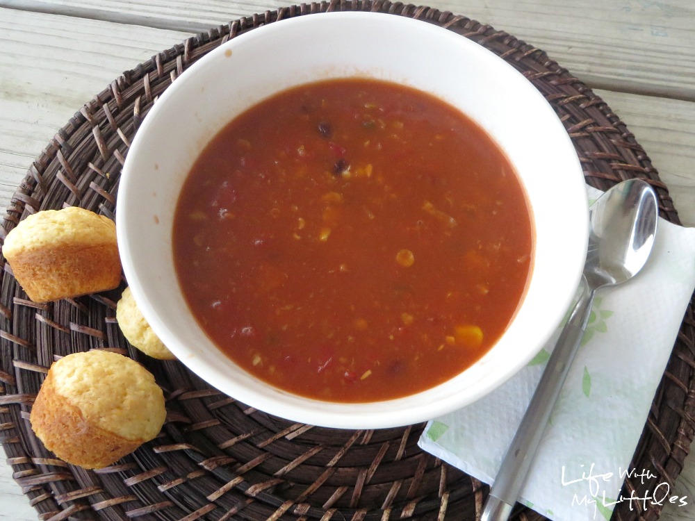 The easiest and most delicious 5 can vegetarian chili! Takes 30 minutes to cook and is perfect for an easy weeknight dinner!