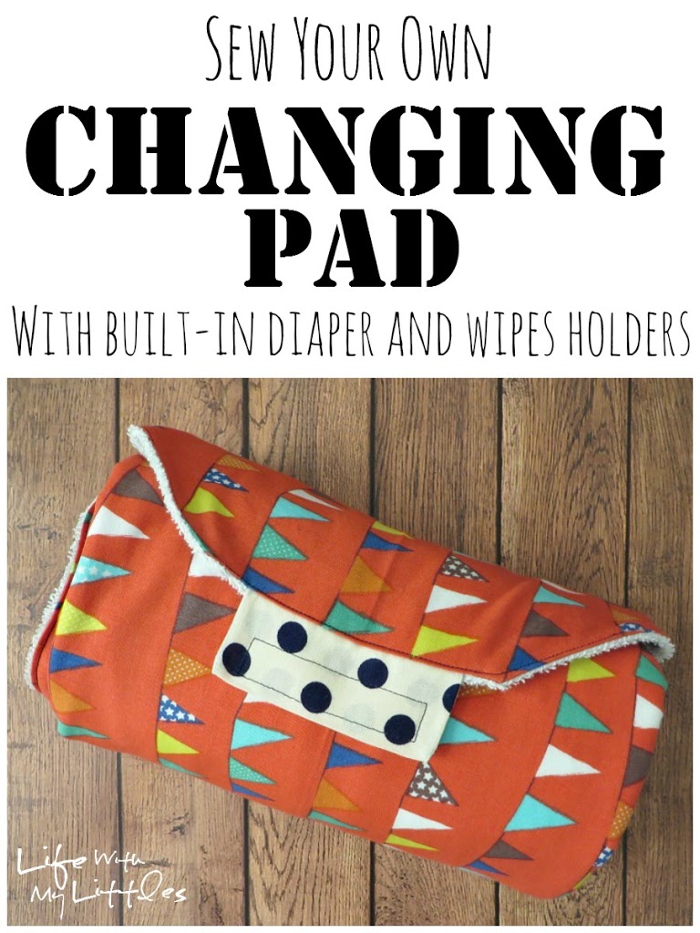 Sew your own Changing Pad with built-in diaper and wipes holders. A simple tutorial with lots of pictures, perfect for baby shower gifts!