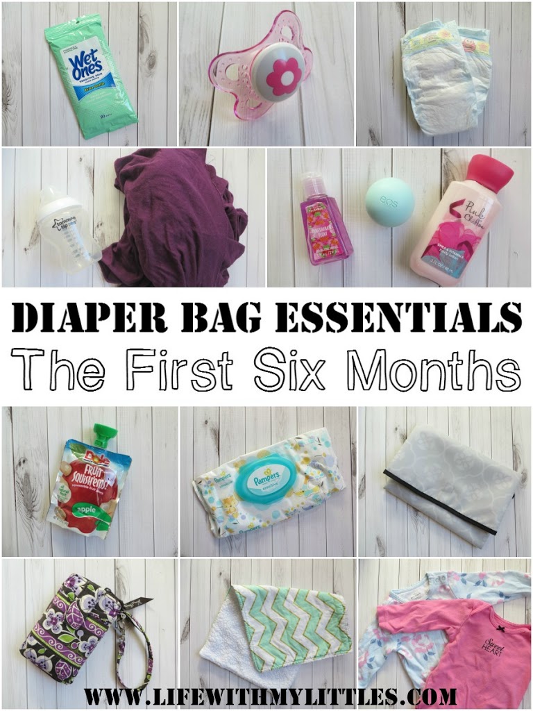 Diaper bag essentials for the first six months. What to put in your diaper bag for babies 0-6 months old!