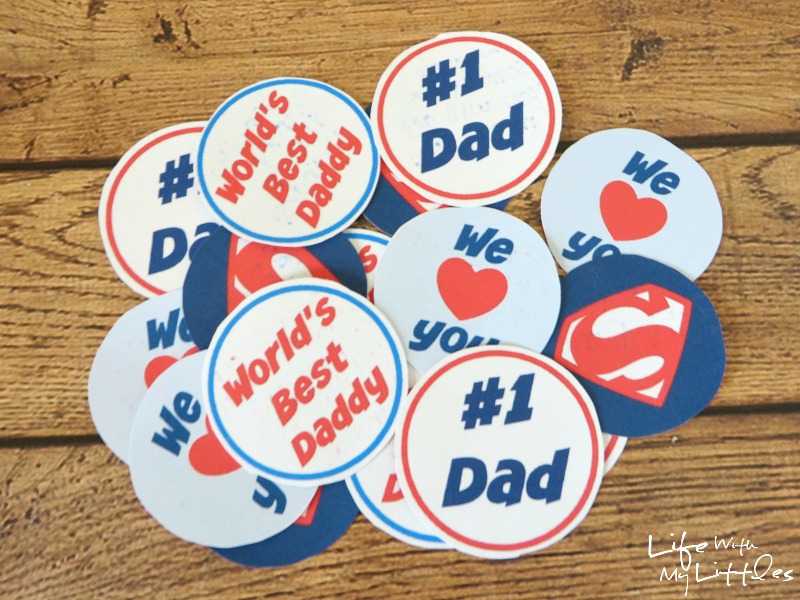 New Dad Kit with free printable tags. Make Daddy feel special with these great ideas for things to put in your kit! Perfect for a baby shower!