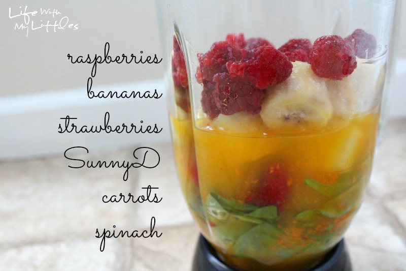 fruit smoothie, fruit and veggie smoothie, veggie smoothie, sunnyd recipe, summer recipe, breakfast smoothie