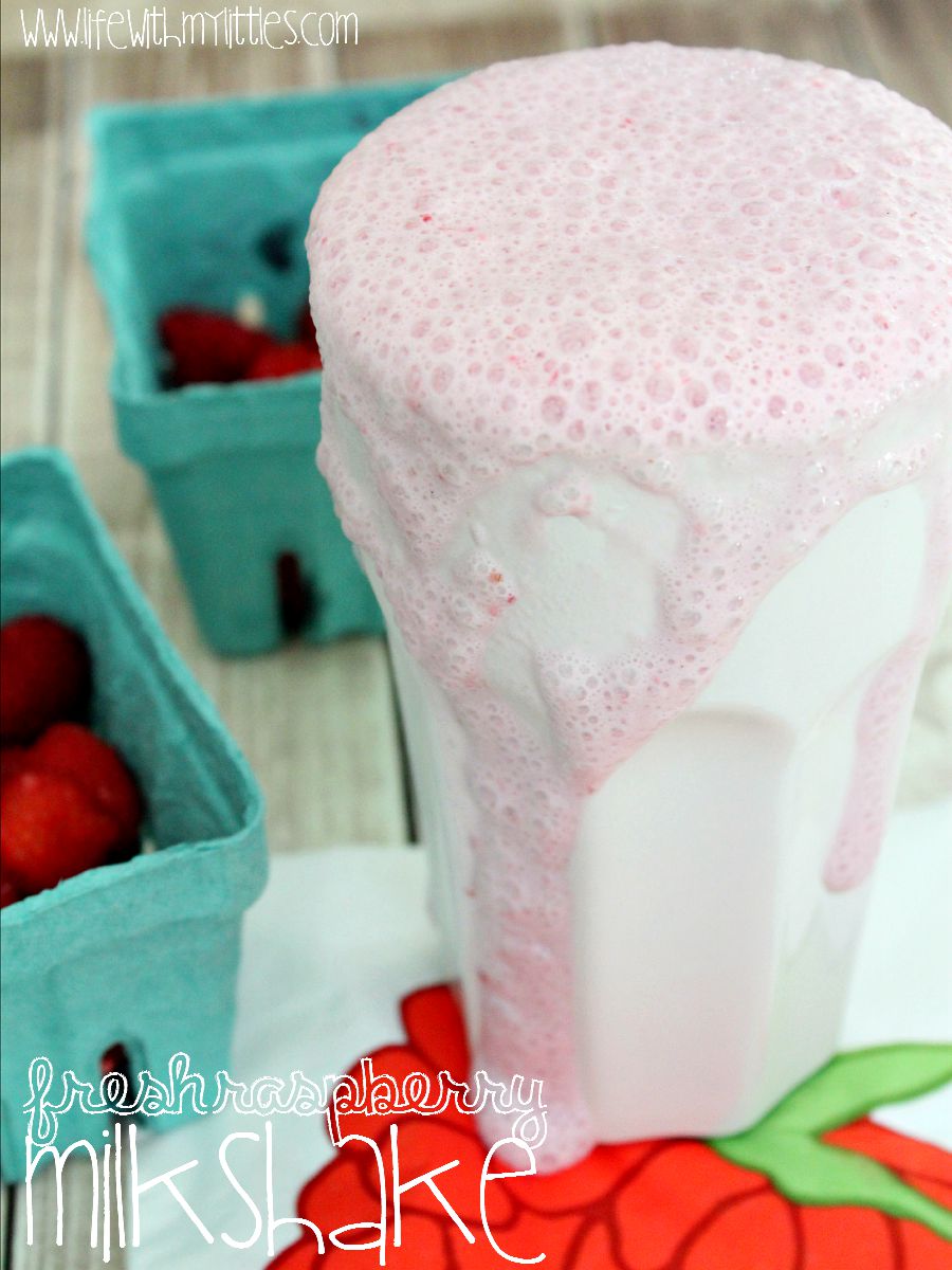 This fresh raspberry milkshake only has three ingredients and is high in protein and calcium! And it tastes just like one you would get at an old-fashioned soda shop!