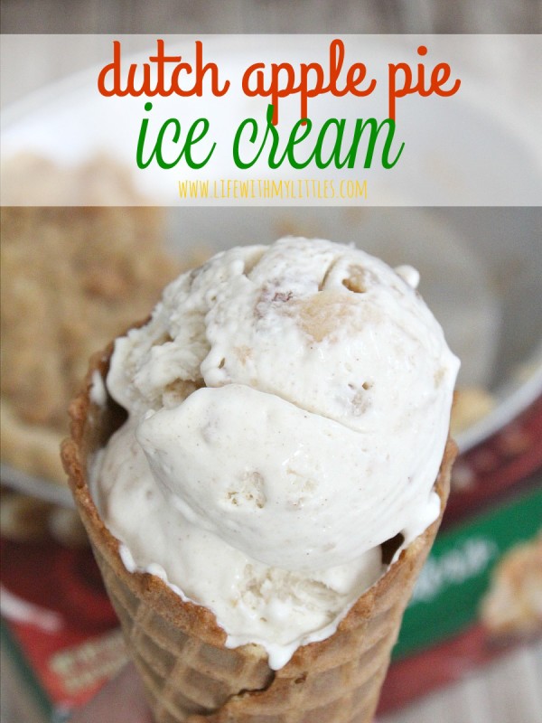 This homemade Dutch Apple Pie Ice Cream is so good, so creamy, and so easy! Only four ingredients, and you'll be enjoying the best ice cream you've ever made! Plus, you can package it up in a cute neighbor gift! {{Printable included!}}