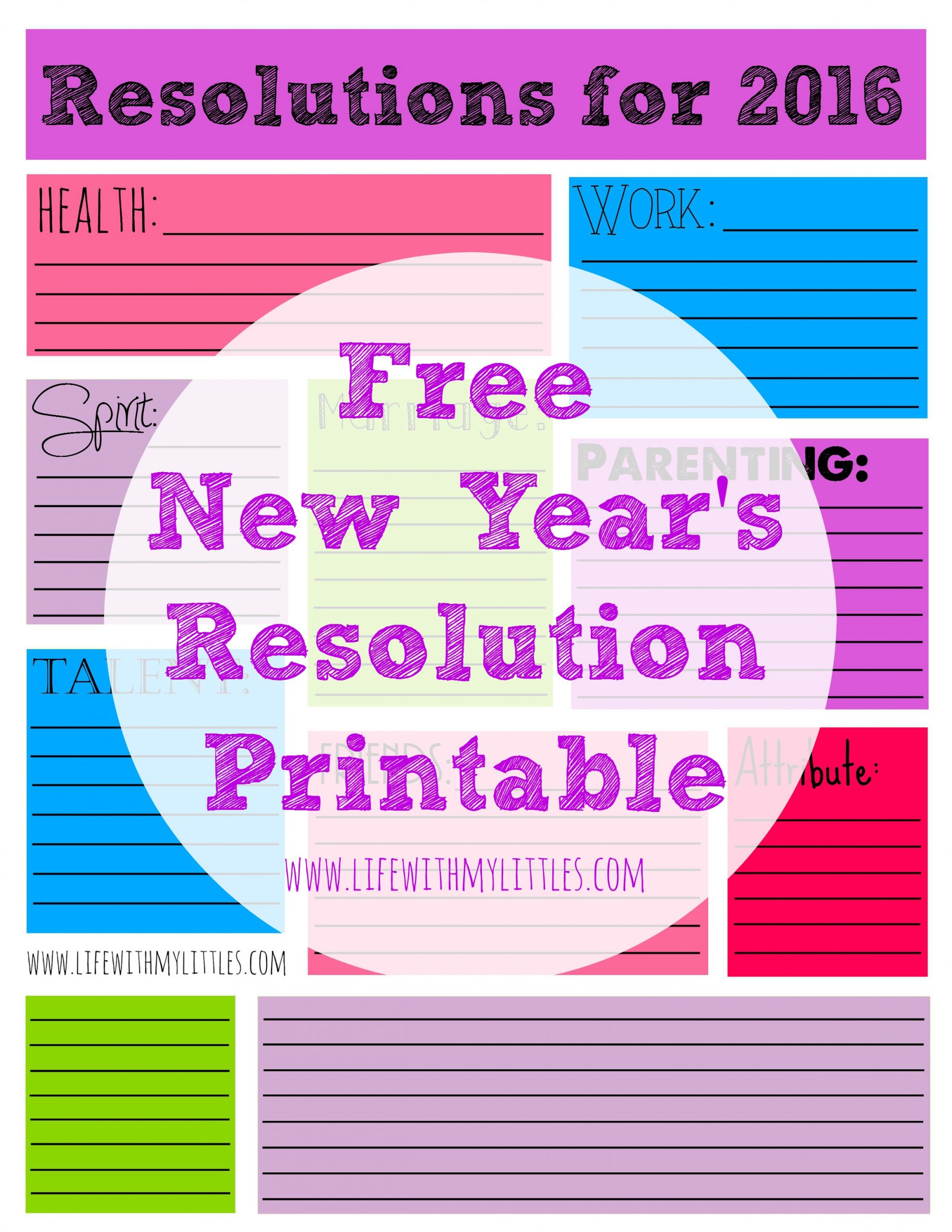 2016 New Year’s Resolution Printable