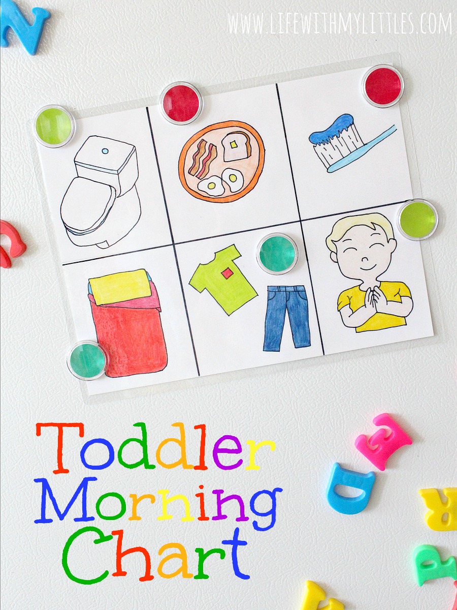 This free printable toddler morning chart is the perfect way to help your toddler get ready for the day! Three different downloadable versions and you can customize it with your own colors! This is such a great way to encourage independence and end morning tantrums!