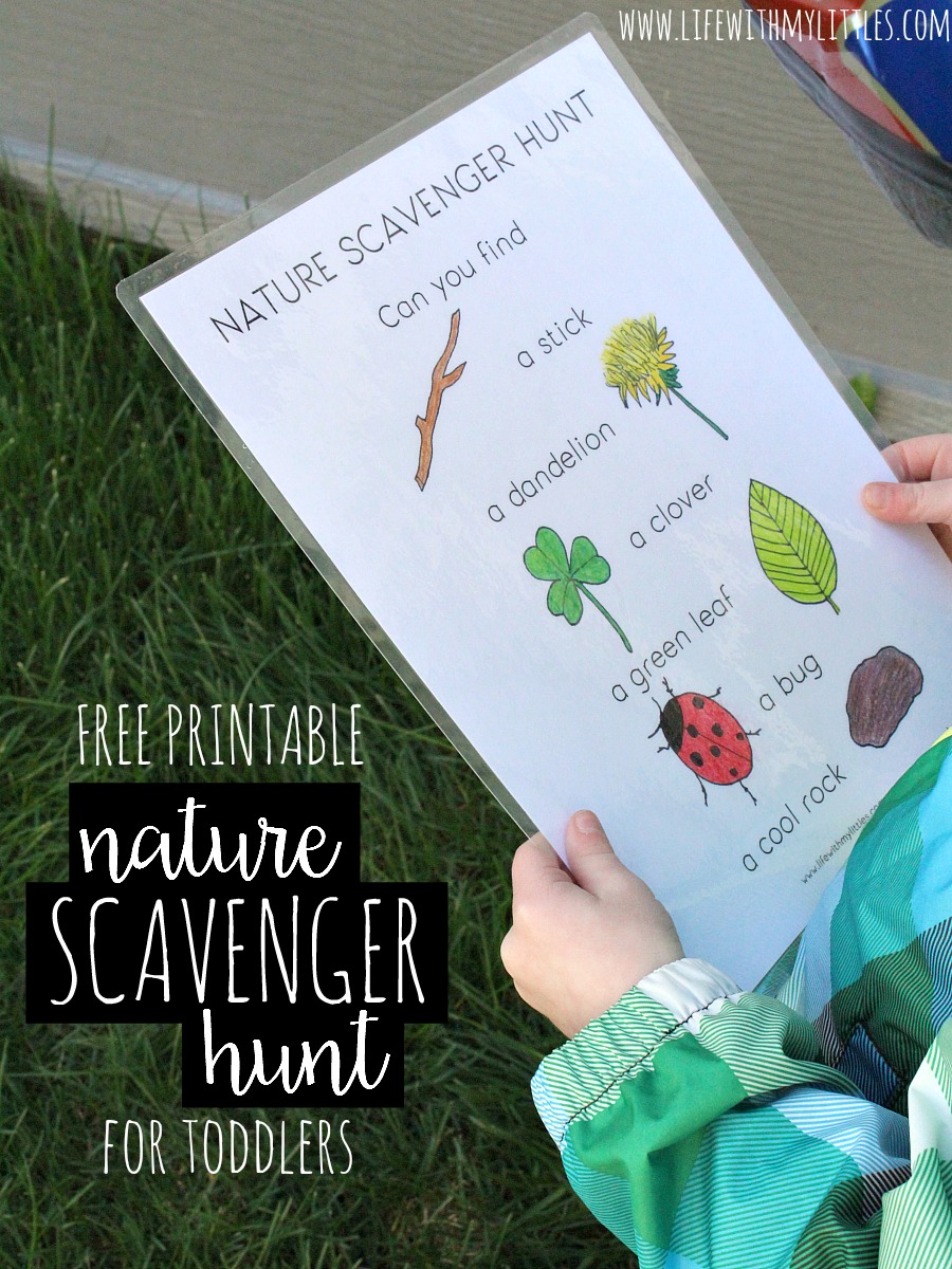 Love this simple, free, printable nature scavenger hunt for toddlers! It's easy and perfect for little learners who want to explore. The perfect outdoor activity for toddlers!