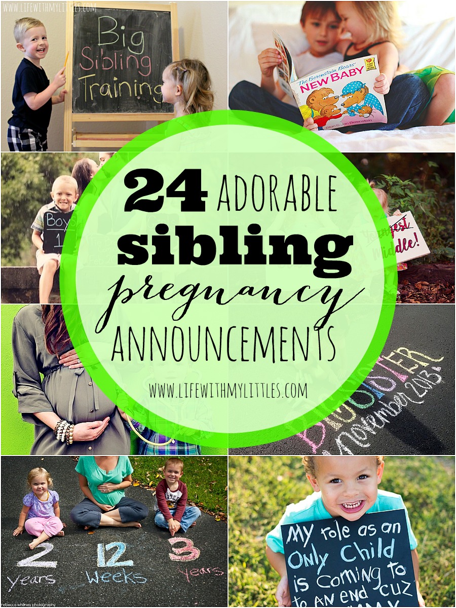 These 24 sibling pregnancy announcements are so cute, and so creative! They are great picture ideas to announce a pregnancy using older siblings!