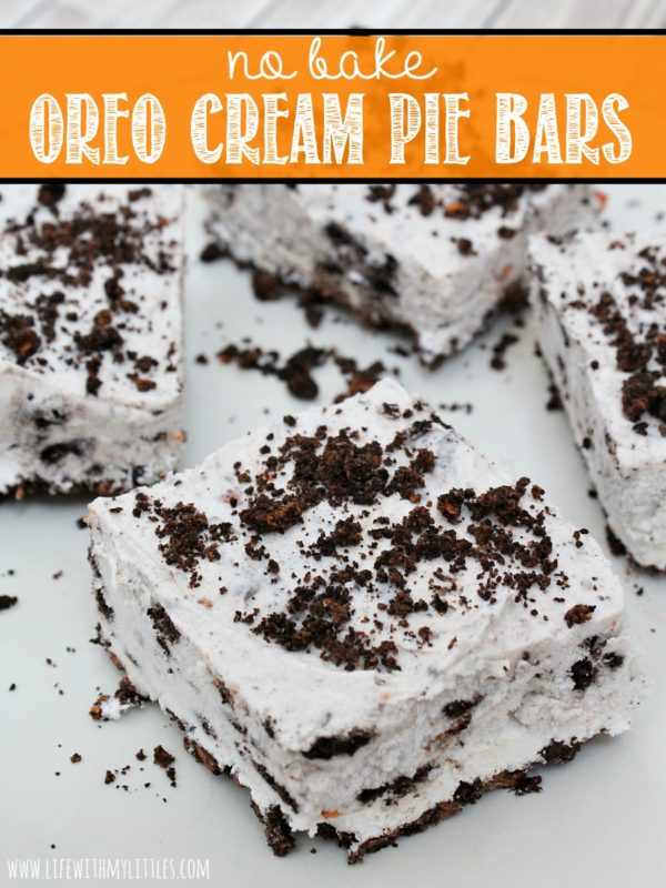 These super easy no bake OREO cream pie bars are the perfect party dessert! They only take 4 ingredients and come together so easy!