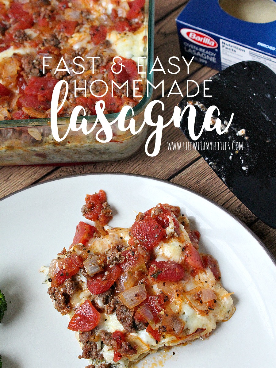 This fast and easy homemade lasagna recipe really is so simple and quick to make! Less than an hour from start to finish and you've got a delicious Italian dinner! Plus, it can be made vegetarian!