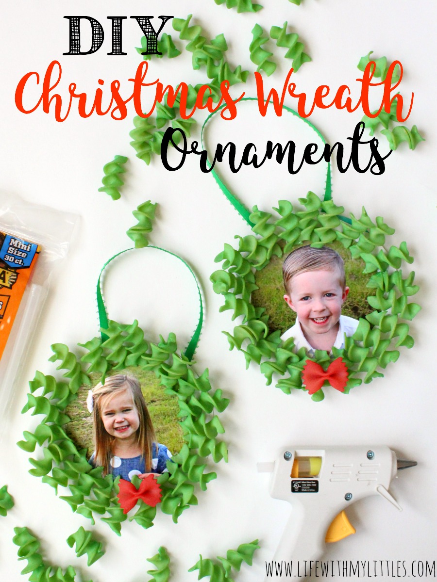 This DIY Christmas wreath ornament is so cute! What a great keepsake ornament craft to make with your kids! And so easy!