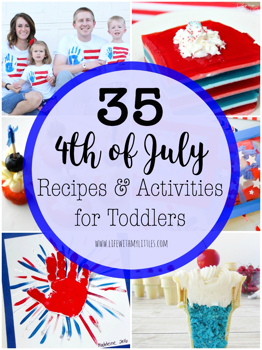 35 fabulous 4th of July recipes and activities for toddlers. These red, white, and blue crafts and recipes are sure to get you and your toddler in the patriotic spirit! USA! USA!