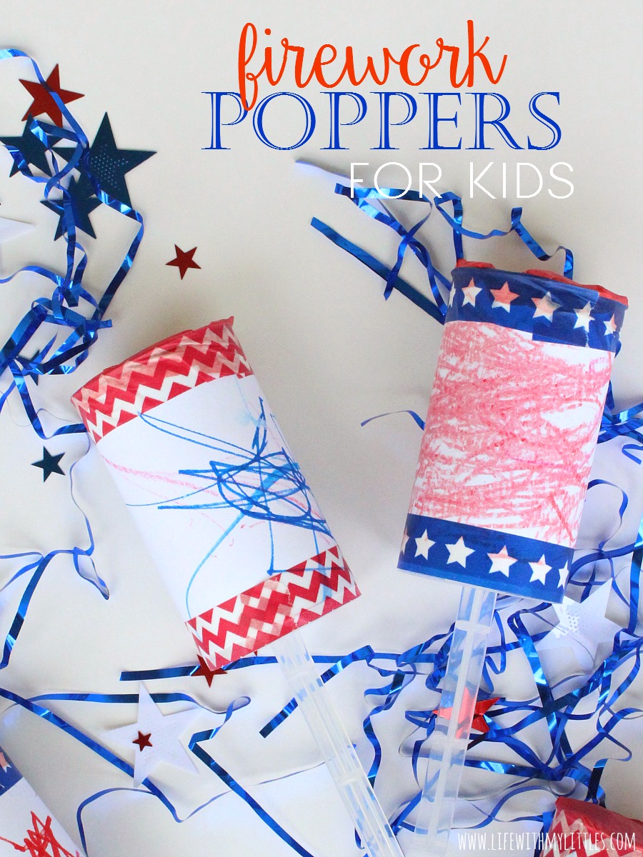 These simple firework poppers for kids are the perfect Fourth of July craft for toddlers or preschoolers!