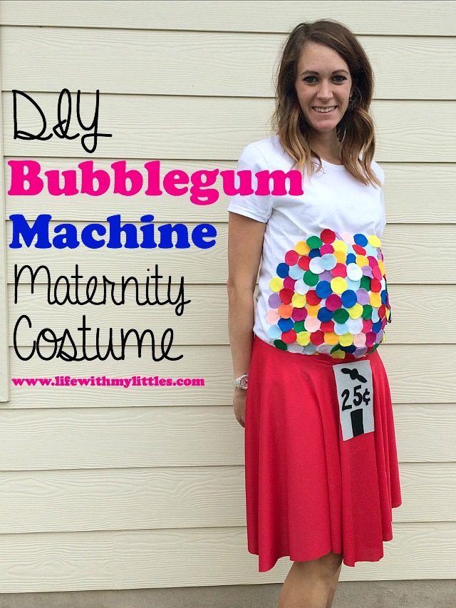 This DIY Bubblegum Machine maternity costume is the perfect Hallloween costume for pregnancy! Such a cute, easy idea and it doesn't involve any sewing! If you're looking for a pregnant Halloween costume, this is the one!