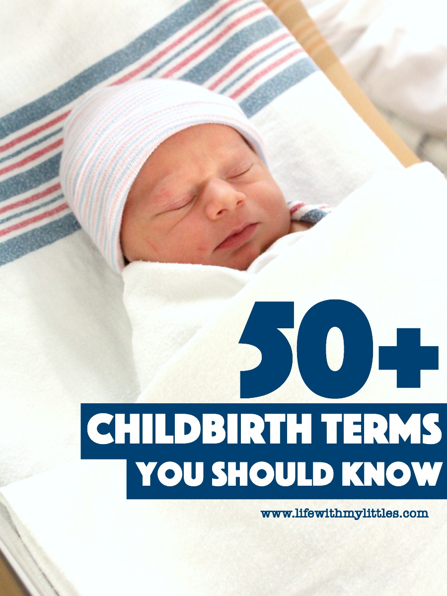 This list of 50+ childbirth terms is so helpful to pregnant women! A great list of words that you should know before having your baby. How many do you know? 