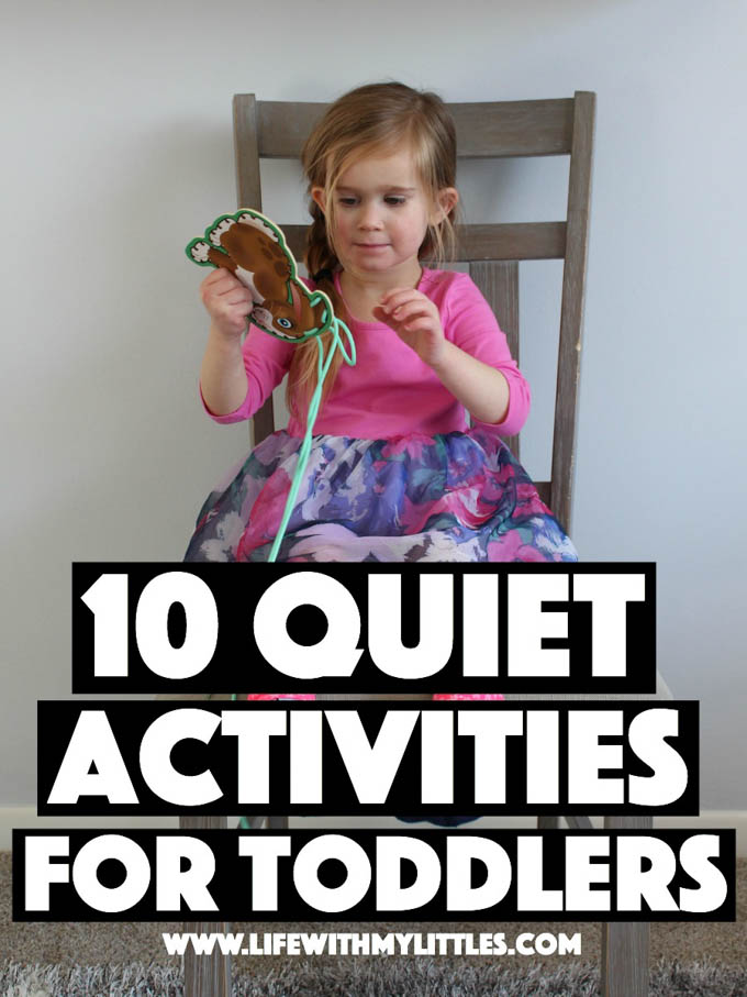 These 10 quiet activities for toddlers don't require any preparation or DIY, and you can easily stash them in your diaper bag! Great ideas for helping toddlers sit still!