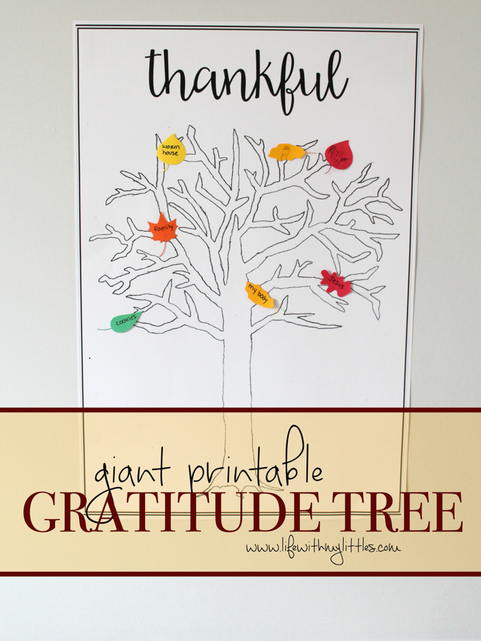 This free giant printable gratitude tree is such a great visual representation of gratitude in November! Print it off and count down the days to Thanksgiving! Perfect for kids of all ages and adults!