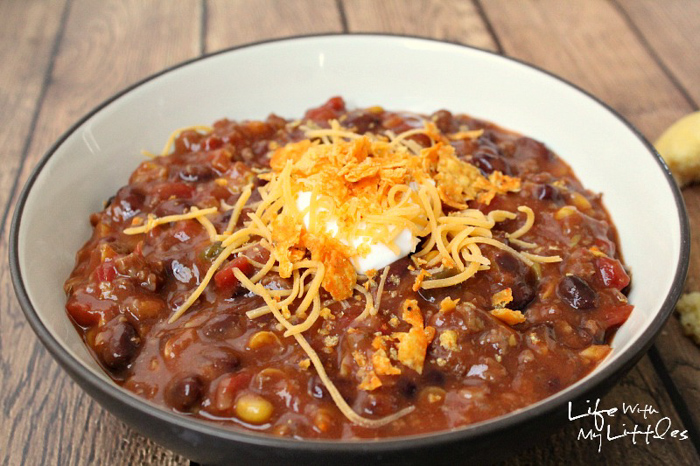 The best and easiest chili recipe to help you win any chili cook-off! Five ingredients, it cooks in a crock pot, and it'll warm you right up on cold, winter days!