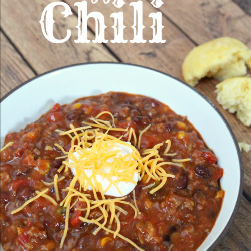 The best and easiest chili recipe to help you win any chili cook-off! Five ingredients, it cooks in a crock pot, and it'll warm you right up on cold, winter days!