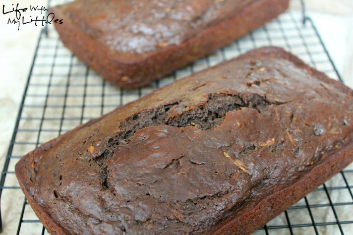 This skinny chocolate zucchini bread is healthy, delicious, moist, and has 2 whole zucchinis! You could easily pass this recipe off as chocolate cake! 