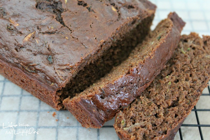 This skinny chocolate zucchini bread is healthy, delicious, moist, and has 2 whole zucchinis! You could easily pass this recipe off as chocolate cake! 