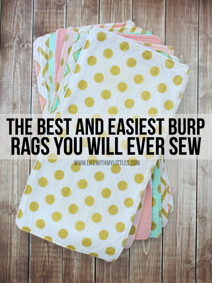 This is the easiest tutorial for a burp rag you could make! Only three steps, and they are the best DIY burp rags!! Great for easy baby gifts, too.