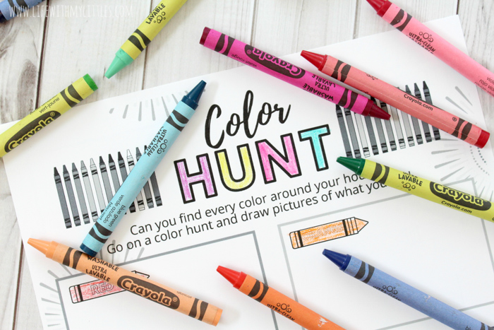 This at-home color hunt printable is a great way to keep kids busy and having fun while you're stuck inside! Great for younger and older kids, and it comes in color or black and white! 