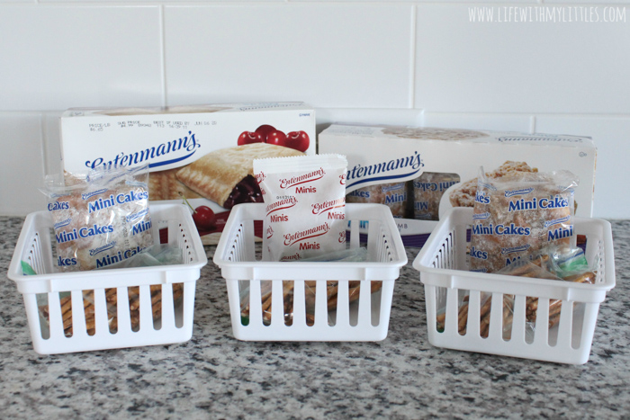 Daily snack bins are the perfect way to end the constant battle over snacktime! Put your kids' snacks in them in the morning, and they get to decide when to eat them! An easy, DIY solution that stops pestering and teaches self-control!