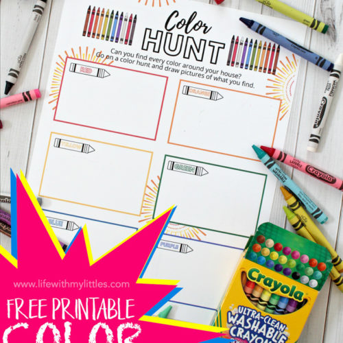 This at-home color hunt printable is a great way to keep kids busy and having fun while you're stuck inside! Great for younger and older kids, and it comes in color or black and white!