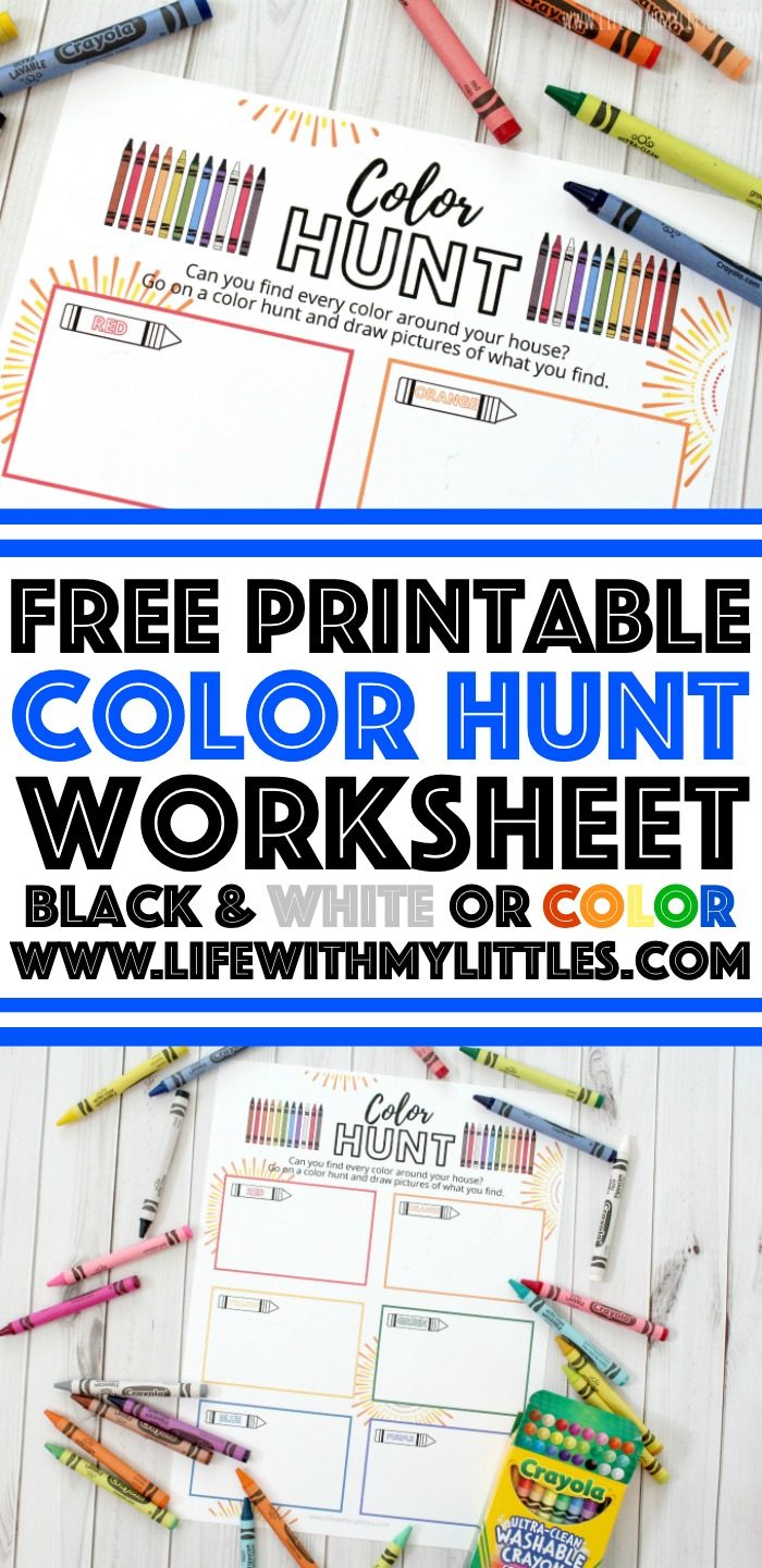This at-home color hunt printable is a great way to keep kids busy and having fun while you're stuck inside! Great for younger and older kids, and it comes in color or black and white!