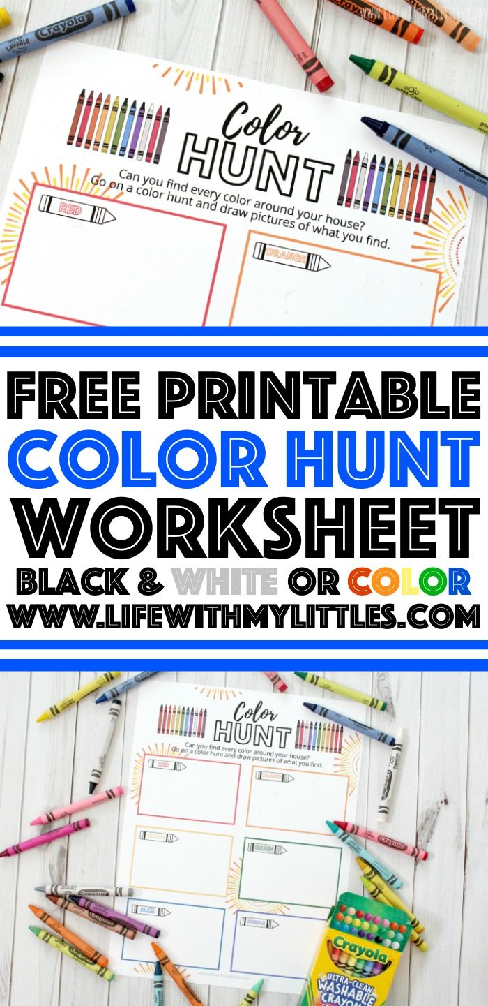 This at-home color hunt printable is a great way to keep kids busy and having fun while you're stuck inside! Great for younger and older kids, and it comes in color or black and white! 