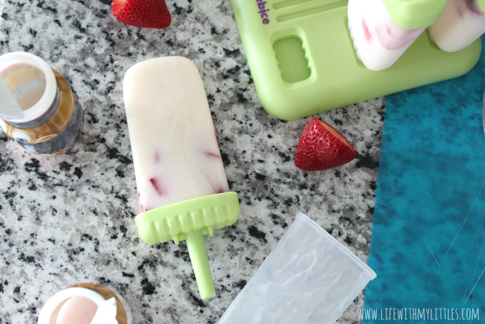 These two-ingredient fruit smoothie popsicles are so easy to make! Even kids can try out this simple recipe. Just grab some Danimals® and some fresh strawberries, and you've got everything you need to make a delicious frozen treat!