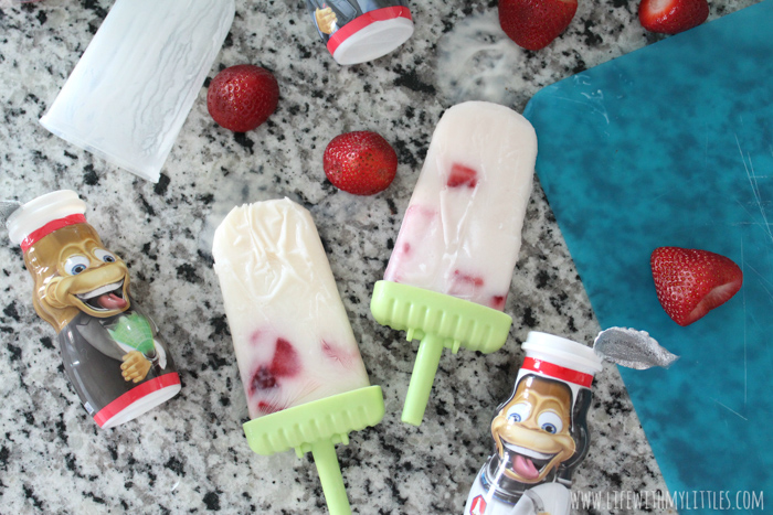 These two-ingredient fruit smoothie popsicles are so easy to make! Even kids can try out this simple recipe. Just grab some Danimals® and some fresh strawberries, and you've got everything you need to make a delicious frozen treat!