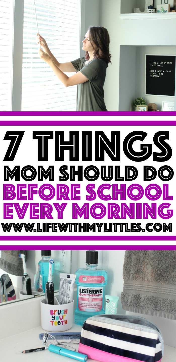 There are 7 things moms should do before school starts every day, whether that means sending kids to school, distance learning, or homeschooling! If mornings are a struggle, try implementing these 7 things to start your day off right!