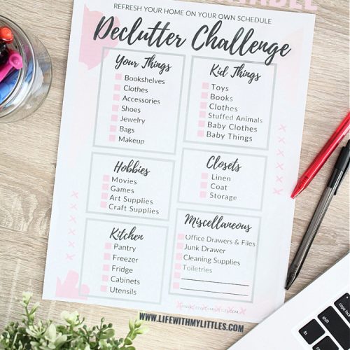 Declutter challenge printable available for free download. Refresh your home and get rid of the clutter on your own schedule with this easy-to-follow checklist!