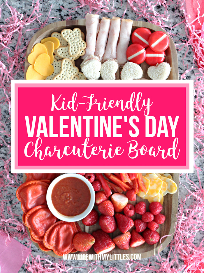 This kid-friendly Valentine's Day charcuterie board is such a fun idea for lunch or dinner. It's easy to put together, and there are lots of great pink and red food suggestions included so you can make your own! Making a charcuterie board for kids has never been easier!