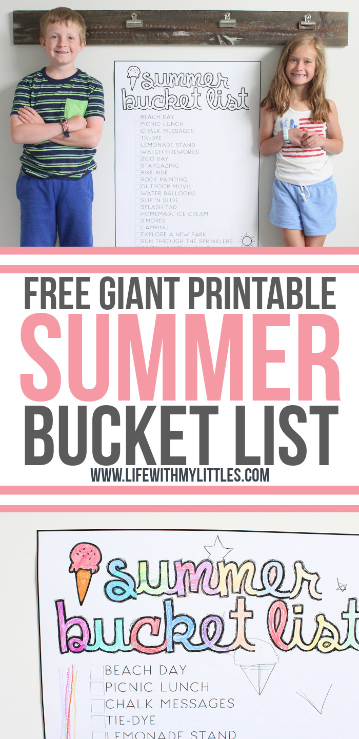 This free giant printable summer bucket list for kids is such a fun way to stay busy this summer! Print if off, color it in, and enjoy your summer!