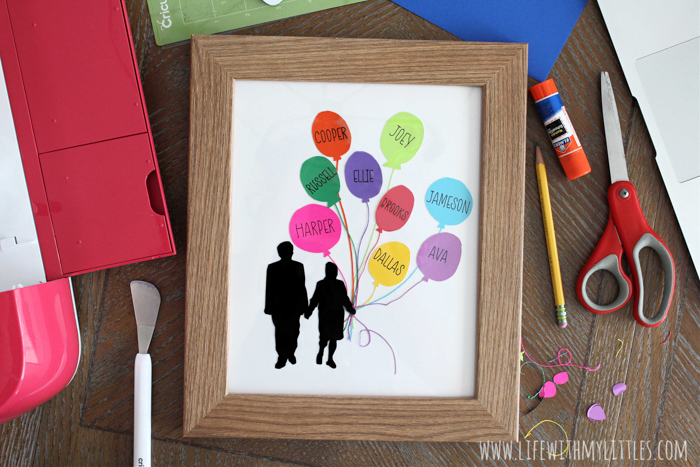 Grandparent balloon art gift you can DIY and give this Christmas! All you need is some cardstock and a Cricut machine to make the perfect, personalized grandparent gift.